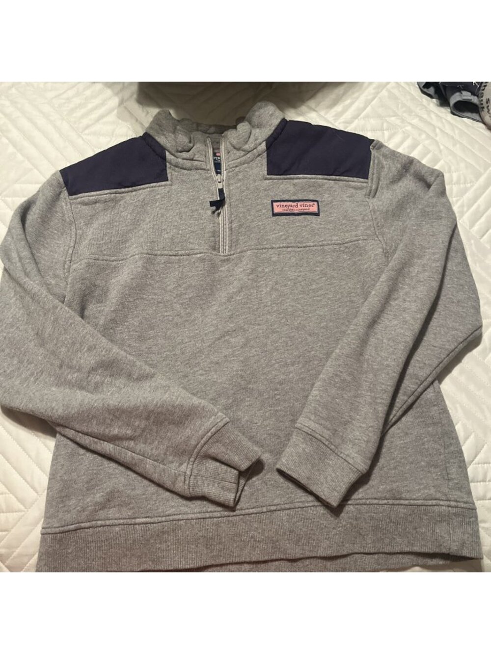 Vineyard Vines Kids Boys Large 3/4 zip gray pullover sweatshirt